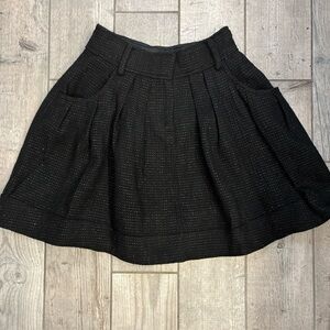 Walter Black Metallic Thread Wool Blend Mini Skirt Lined Size 0 Classic Chic